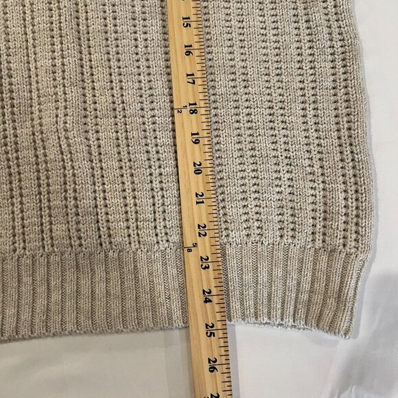 Cable Knitted Collared Sweater Pullover Classic 1/4 zip Tan Men S/M - Picture 6 of 9